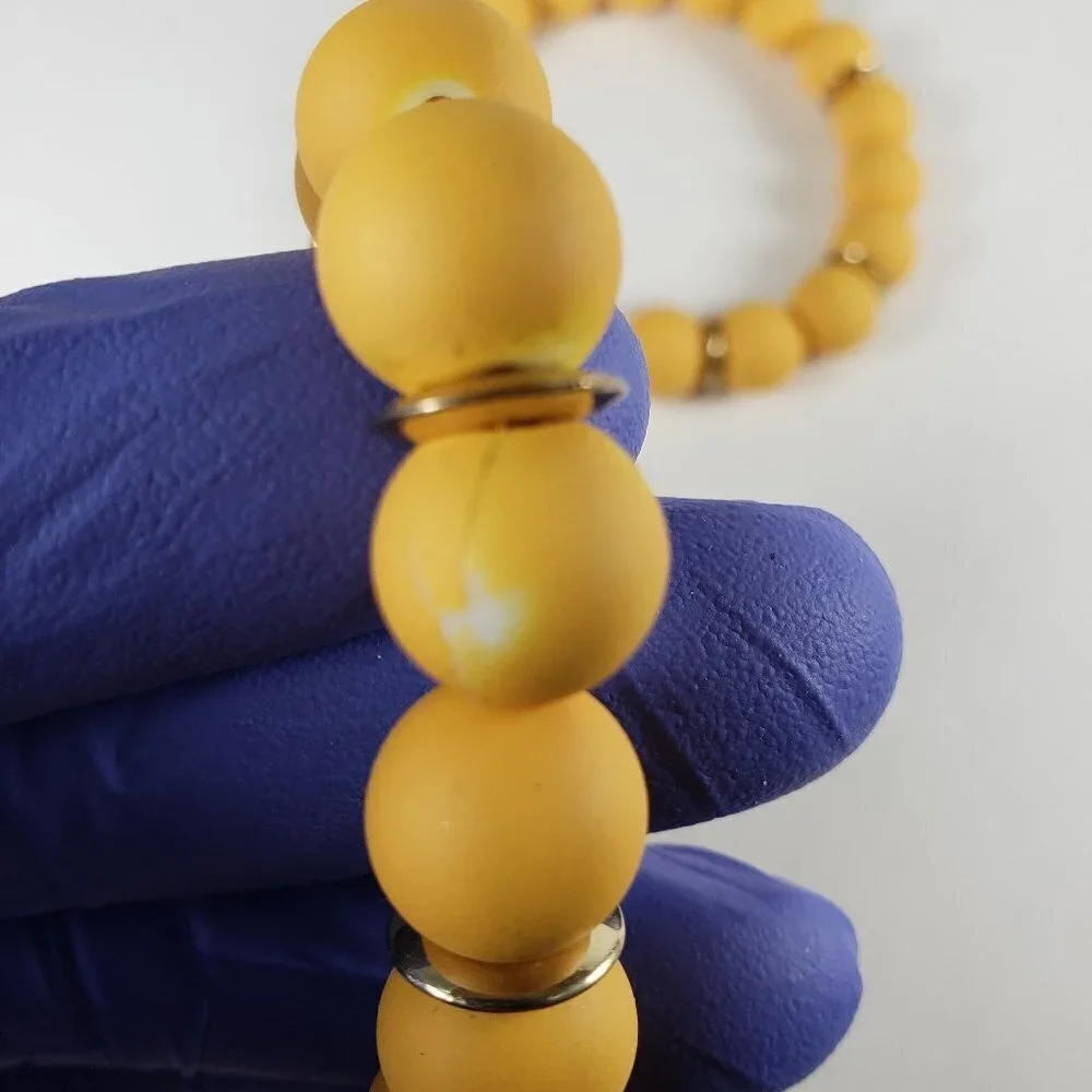 Set of 4 Yellow Beaded Tassel Colorful Bracelet– Stretchy Layered Boho Chic